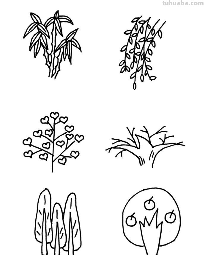 42种树的简笔画不同画法，简单实用~