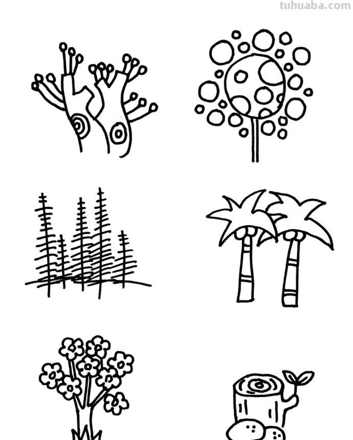 42种树的简笔画不同画法，简单实用~
