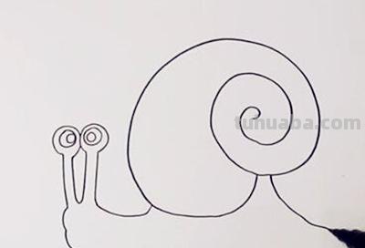 小动物简笔画教程：教你画一只不疾不徐的蜗牛，适合幼儿园小朋友