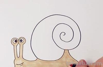 小动物简笔画教程：教你画一只不疾不徐的蜗牛，适合幼儿园小朋友