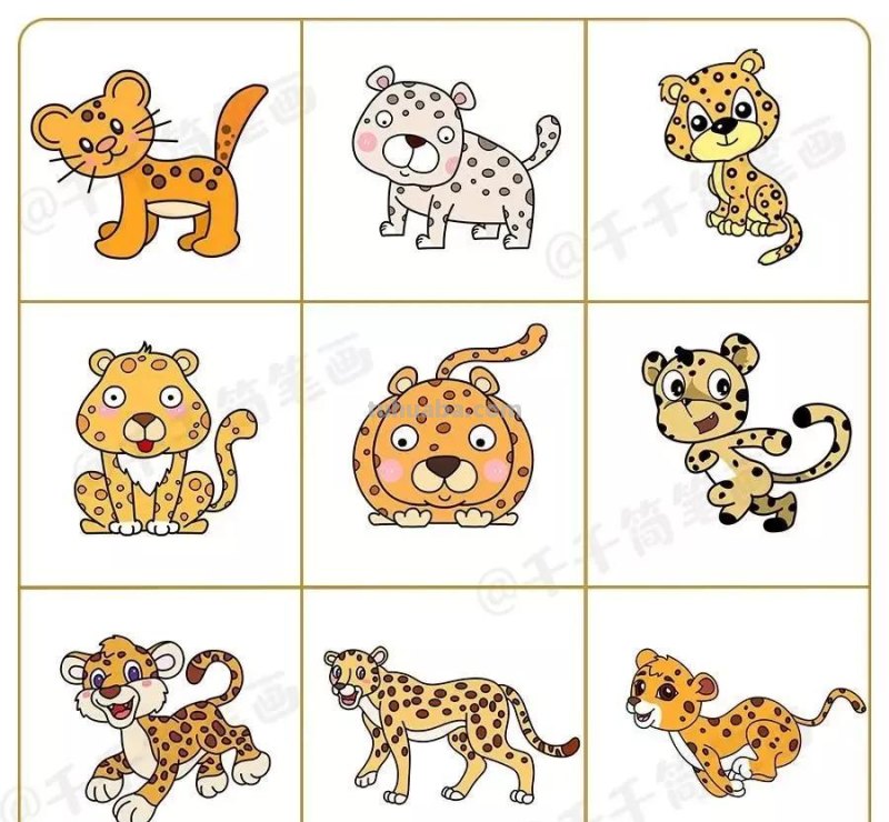 各种动物九宫格简笔画第二波，喜欢画画的朋友，一定要收藏哦!