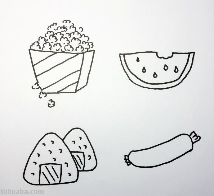卡通食物简笔画手绘插画图来啦！
