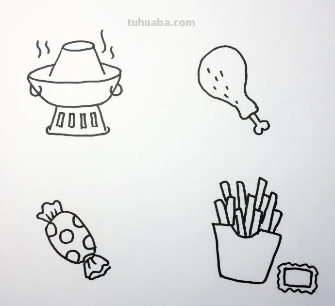 卡通食物简笔画手绘插画图来啦！