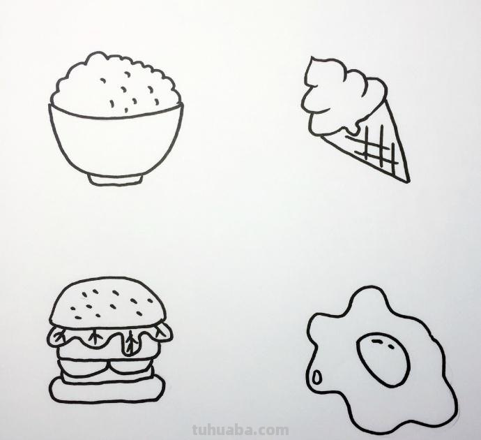 卡通食物简笔画手绘插画图来啦！