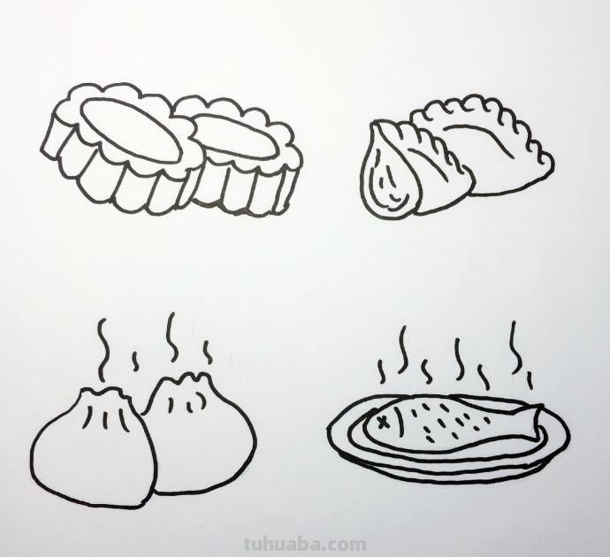卡通食物简笔画手绘插画图来啦！