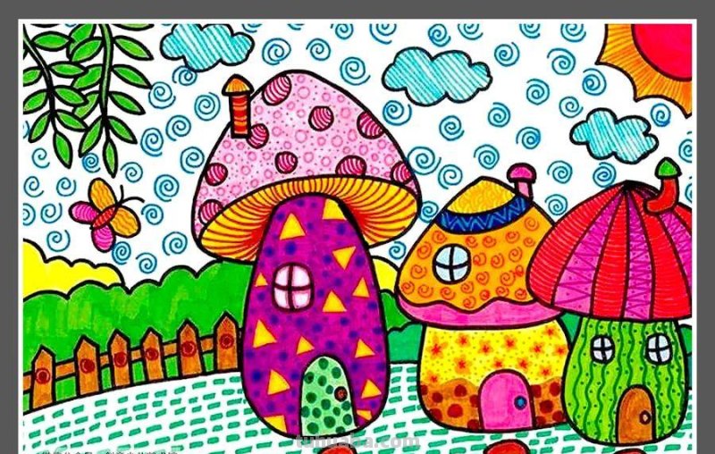 儿童画素材-房子主题儿童画作品欣赏