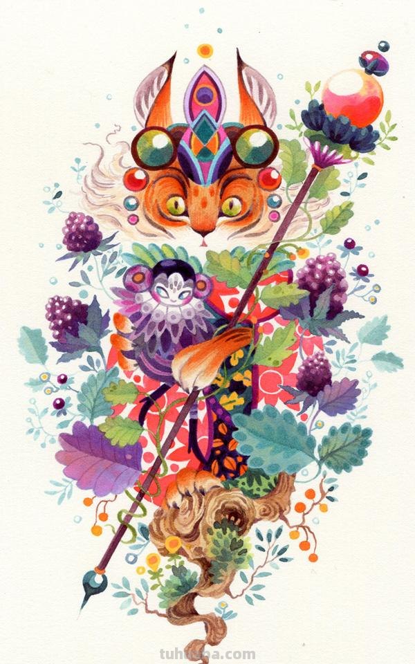 颜色丰富的水彩手绘插画~