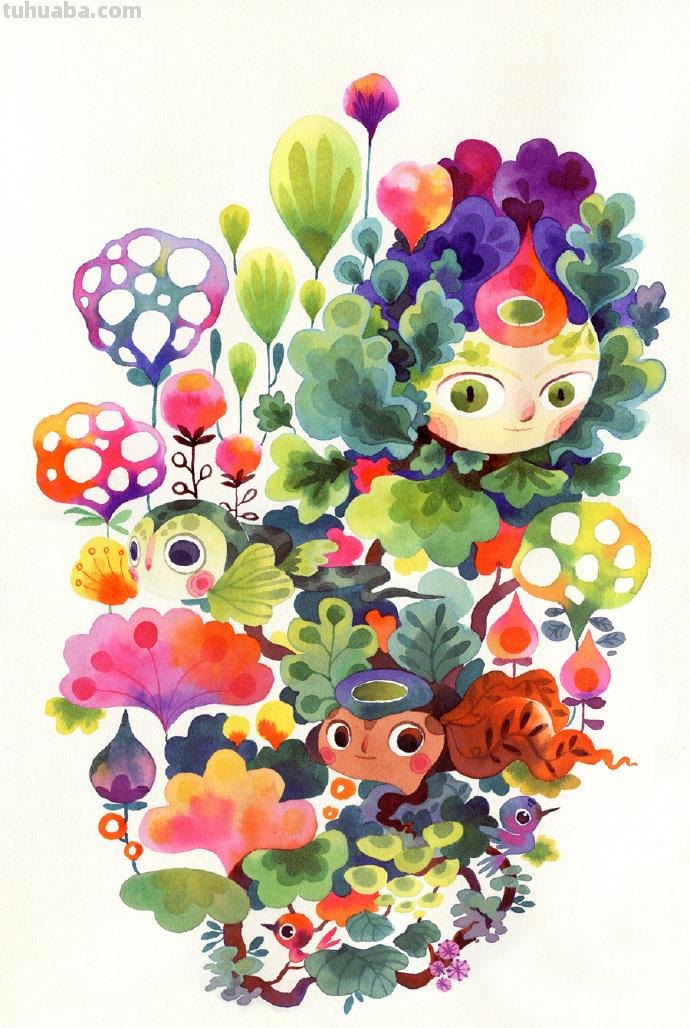 颜色丰富的水彩手绘插画~