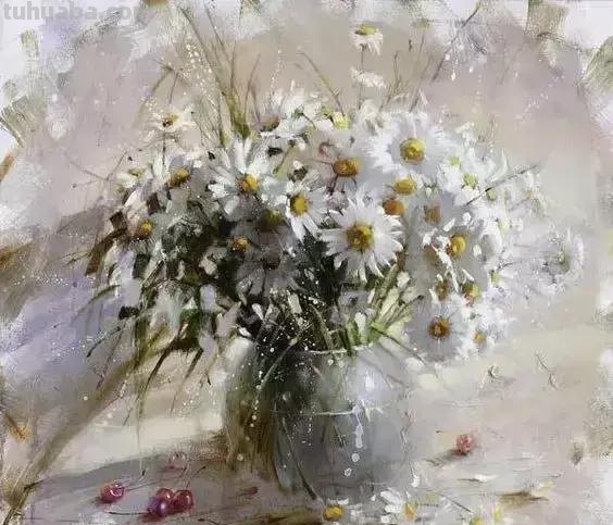 唯美静物瓶花油画｜俄罗斯画家拉米尔嘎帕沙作品欣赏