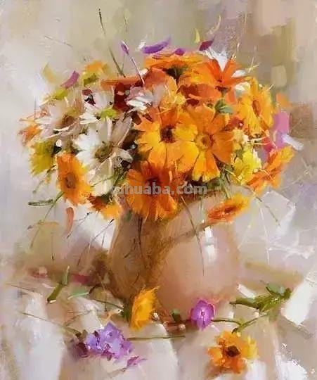 唯美静物瓶花油画｜俄罗斯画家拉米尔嘎帕沙作品欣赏