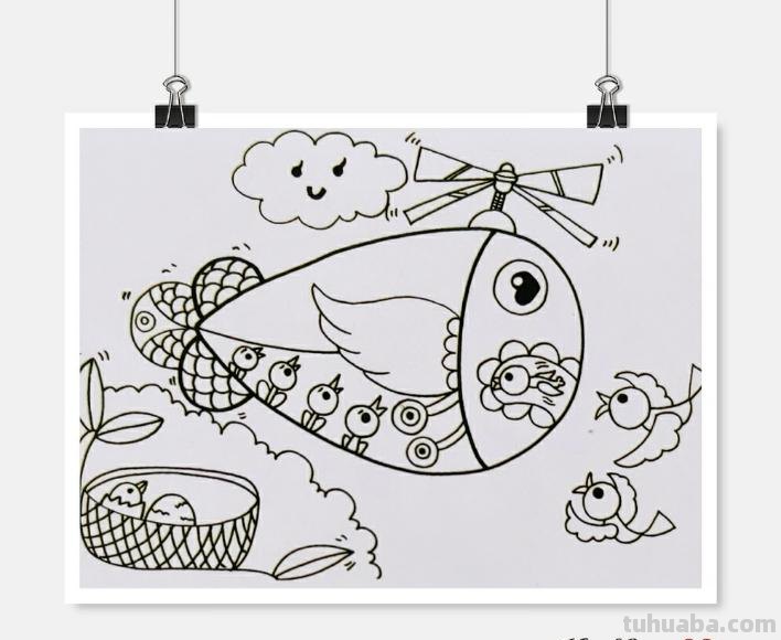 儿童简笔画-鸟宝宝被飞机卷走了,它的父母正和飞机对抗作战呢 儿童简笔画-鸟宝宝被飞机卷走了,它的父母正和飞机对抗作战呢