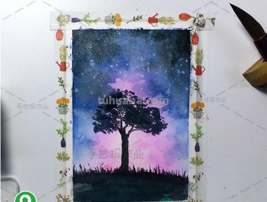 水彩星空画教程来了，几步搞定水彩，你也可以