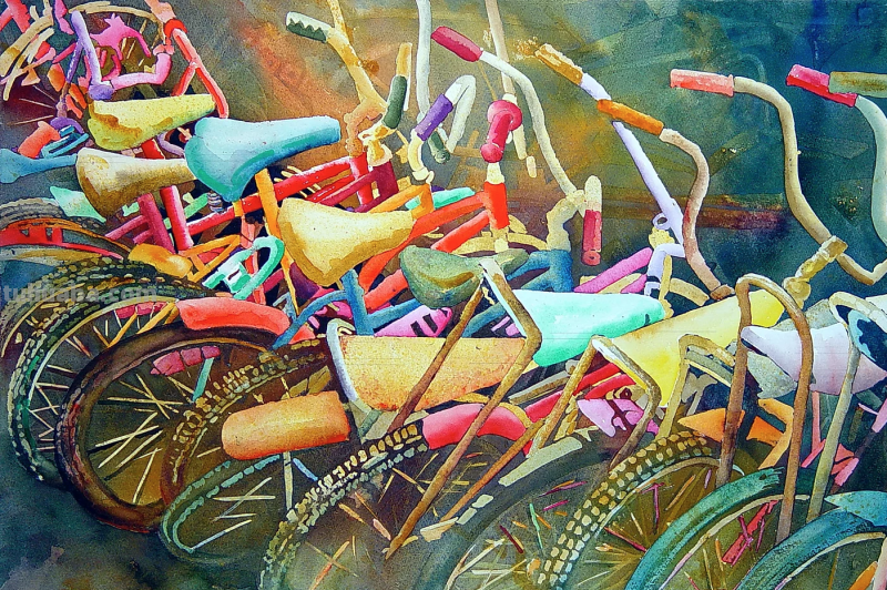杰出的艺术家水彩画作品欣赏，沐浴在阳光下的街景