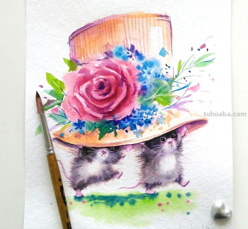 多彩动物水彩插画 色彩绚丽造型精美 装饰性非常强