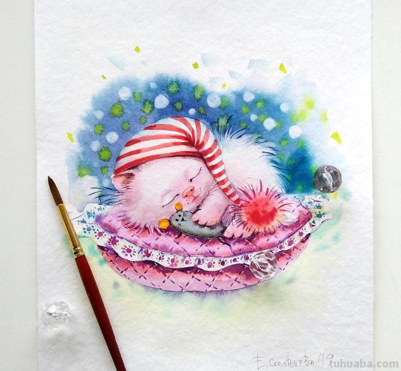 多彩动物水彩插画 色彩绚丽造型精美 装饰性非常强