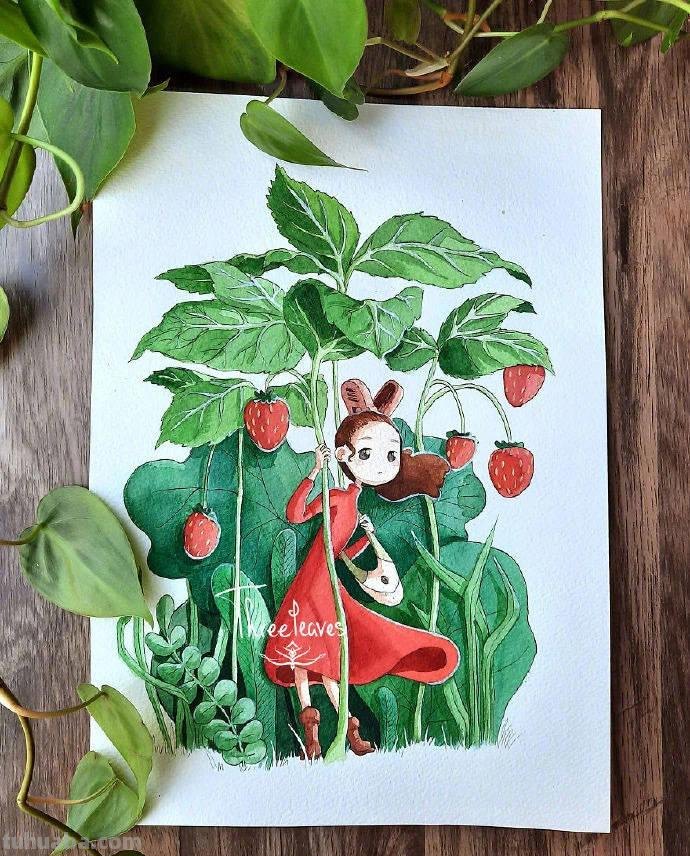 水彩作品分享—9张小清新水彩风景插画