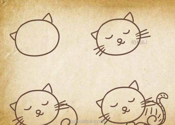 9种萌萌哒的小猫小狗简笔画，让你爱不释手，小朋友都能画