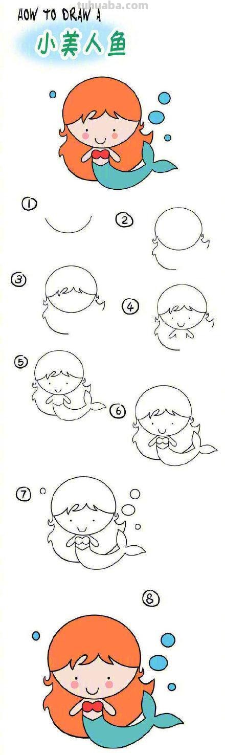 动物简笔画教程图，螃蟹，小熊、小猴子、美人鱼、长颈鹿... ...