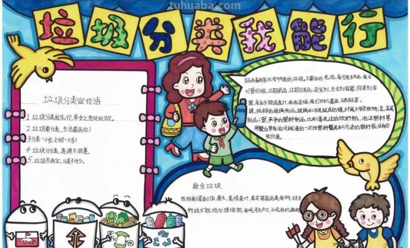 2022最新垃圾分类手抄报+环保儿童画，60副经典收藏版