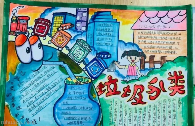 2022最新垃圾分类手抄报+环保儿童画，60副经典收藏版