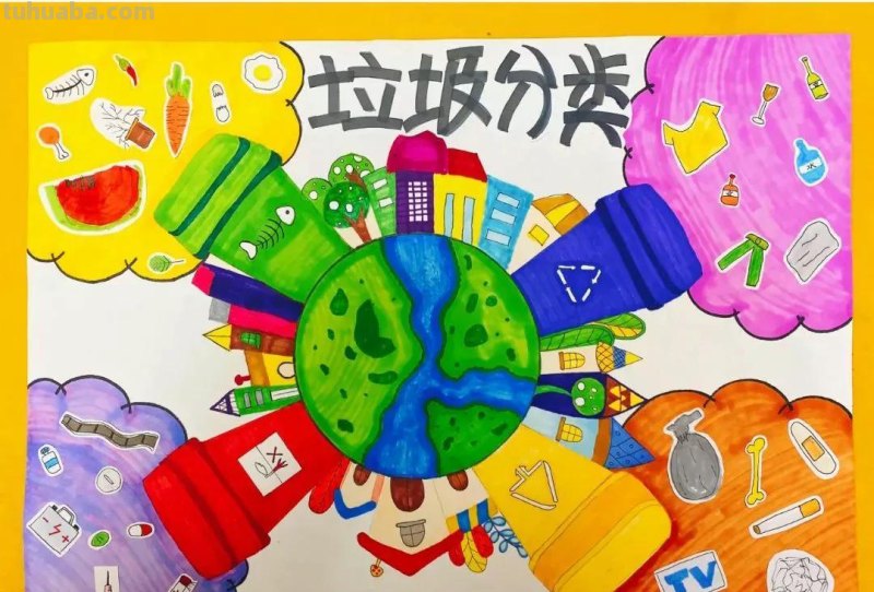 2022最新垃圾分类手抄报+环保儿童画，60副经典收藏版