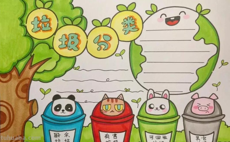 2022最新垃圾分类手抄报+环保儿童画，60副经典收藏版