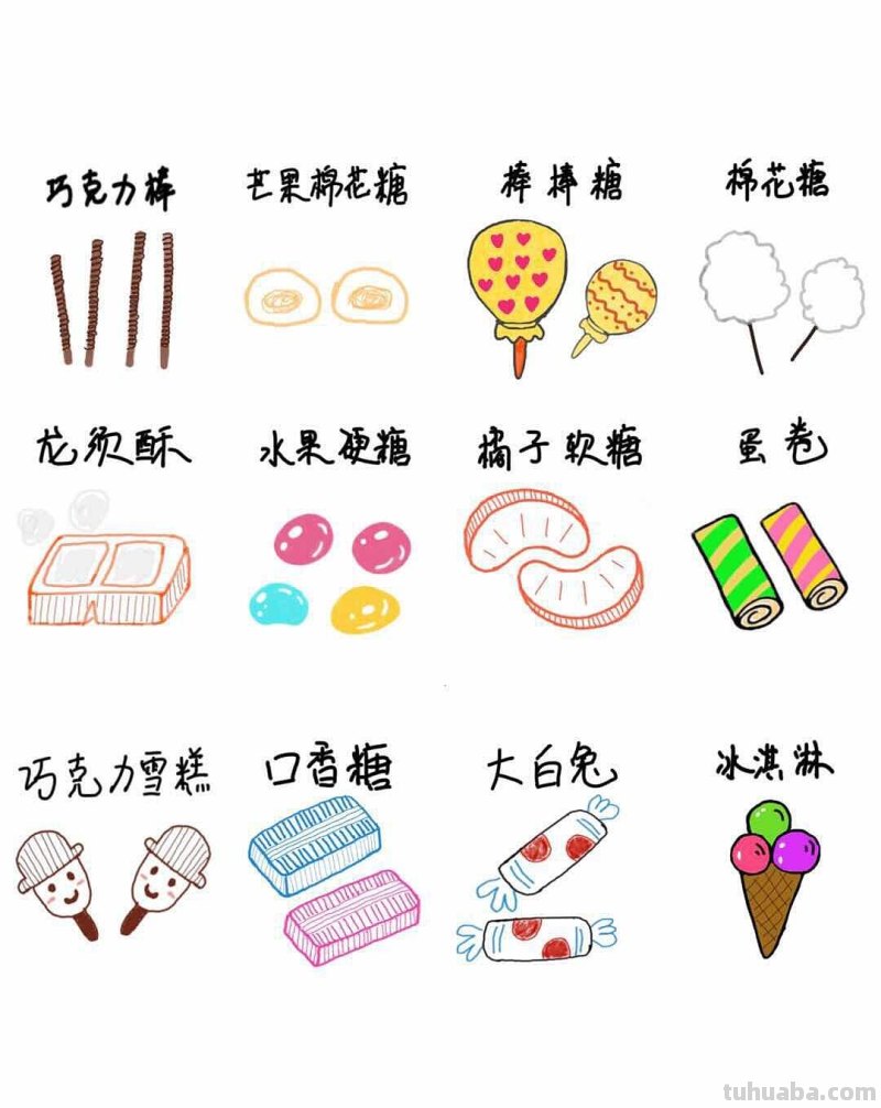小零食怎么画100种小零食