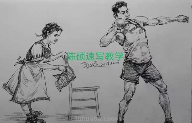 速写扔铅球 对扔铅球的运动员的动作描写?