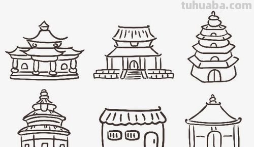 中国风建筑简笔画过程解析,新手也能画的很好看