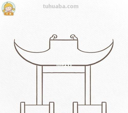 中国风建筑简笔画过程解析,新手也能画的很好看