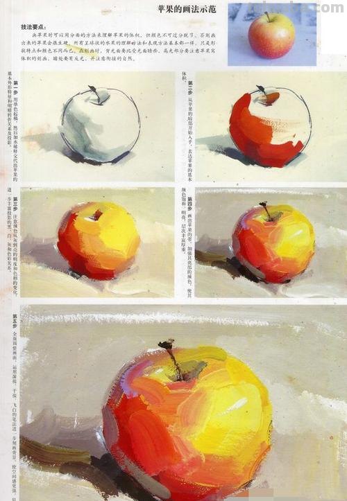 画色彩苹果，如何调配颜色？——涂画吧小编的绘画技巧分享 
