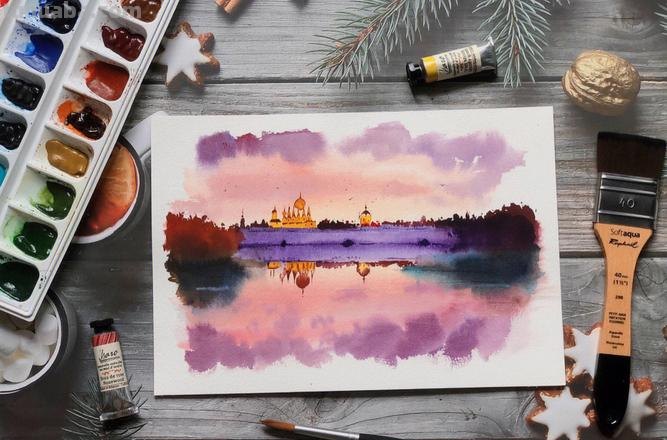 笔触优美、辽阔的风景水彩画,体现出大自然的治愈系力量