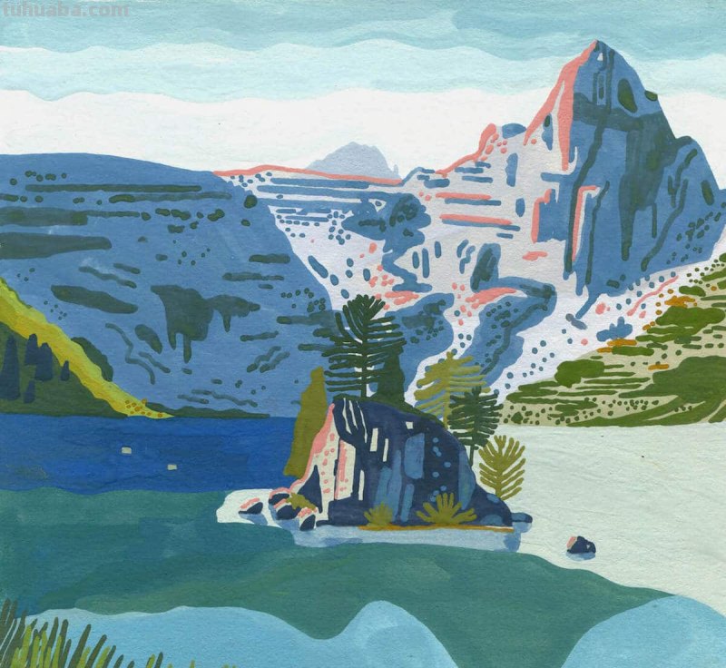 笔触优美、辽阔的风景水彩画，体现出大自然的治愈系力量