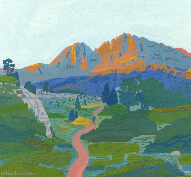 笔触优美、辽阔的风景水彩画，体现出大自然的治愈系力量