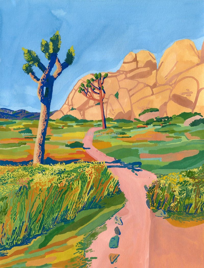 笔触优美、辽阔的风景水彩画，体现出大自然的治愈系力量