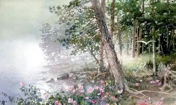 宁静虚幻美如梦境的风景水彩画欣赏