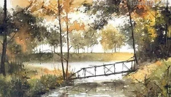 洒满阳光的小树林｜自然系赏心悦目风景水彩画