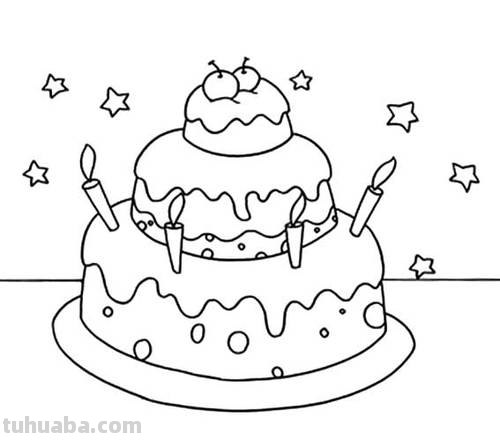 生日蛋糕简笔画 生日蛋糕简笔画带颜色