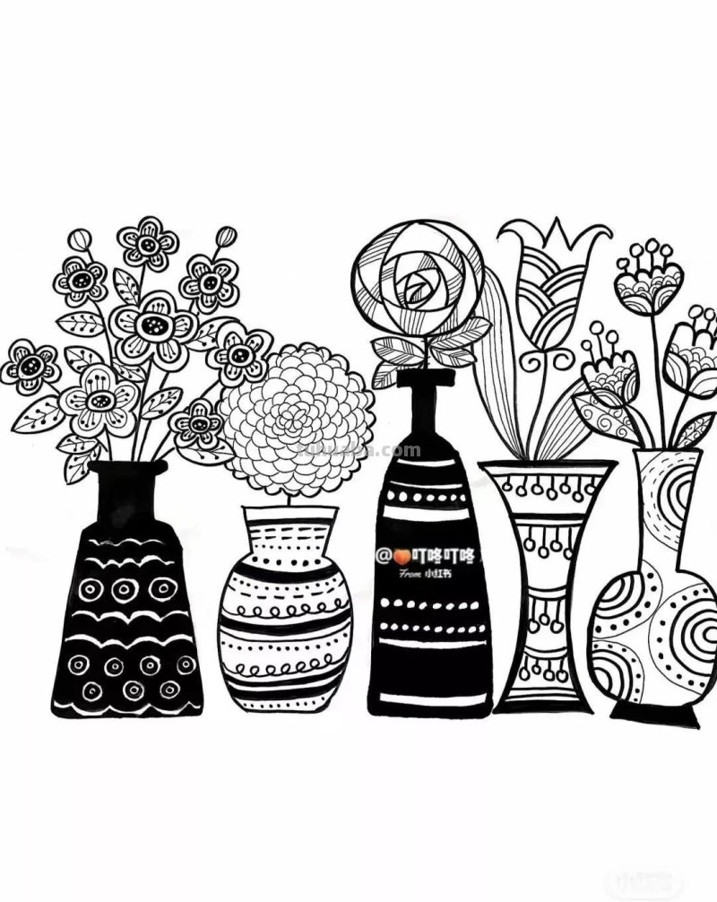 动漫人物，创意素描，黑白彩色线描，组合创意简笔画96张少儿绘画