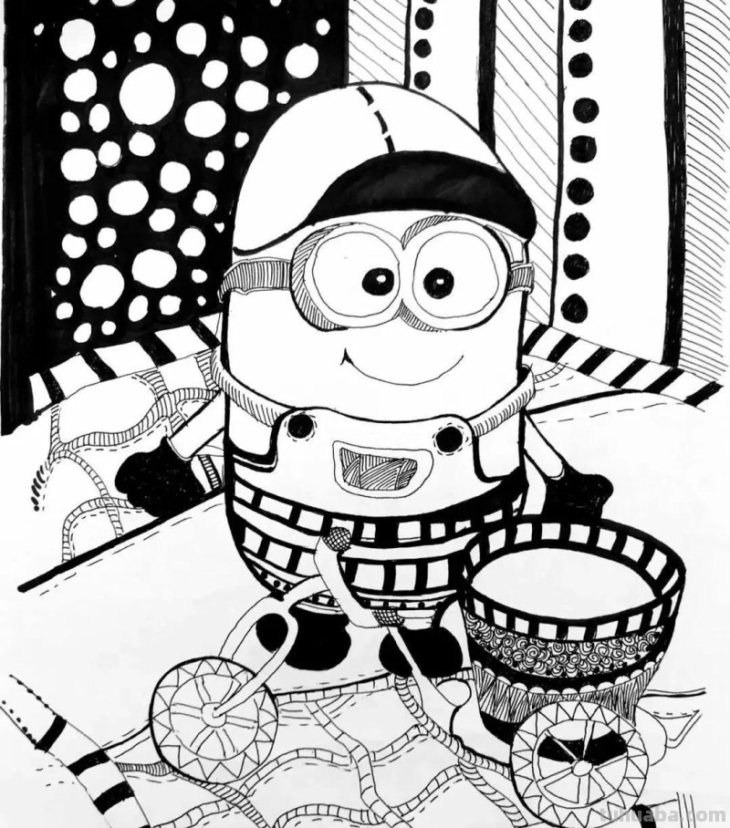 动漫人物，创意素描，黑白彩色线描，组合创意简笔画96张少儿绘画