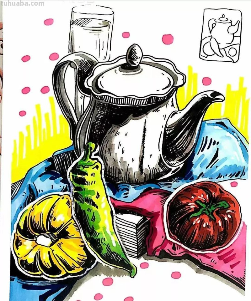 动漫人物，创意素描，黑白彩色线描，组合创意简笔画96张少儿绘画