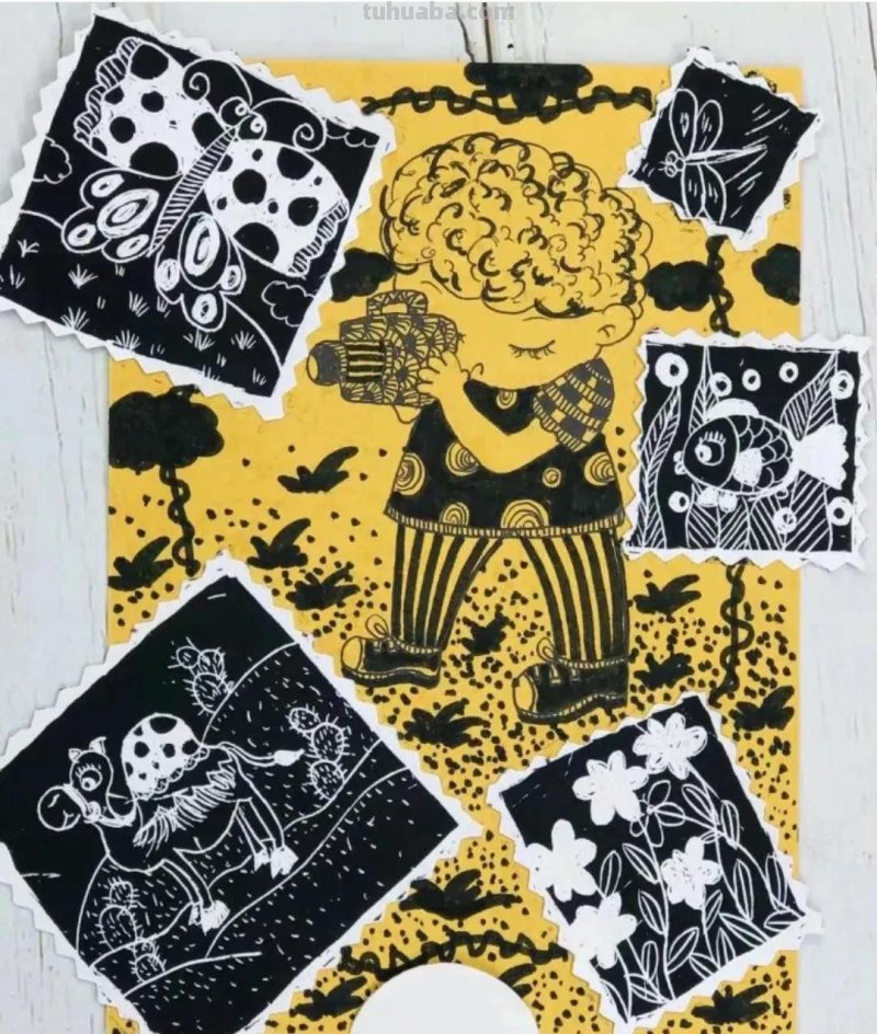 动漫人物，创意素描，黑白彩色线描，组合创意简笔画96张少儿绘画