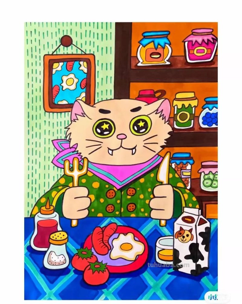 动漫人物，创意素描，黑白彩色线描，组合创意简笔画96张少儿绘画