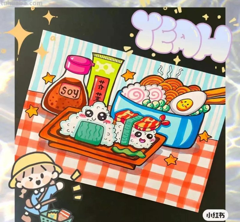 动漫人物，创意素描，黑白彩色线描，组合创意简笔画96张少儿绘画