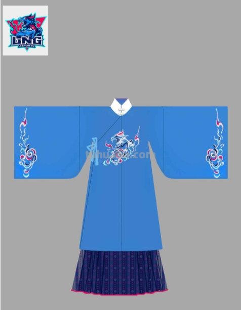 AI绘画国风美女青蓝色服饰第3组，可作为现代汉服设计的思路哦