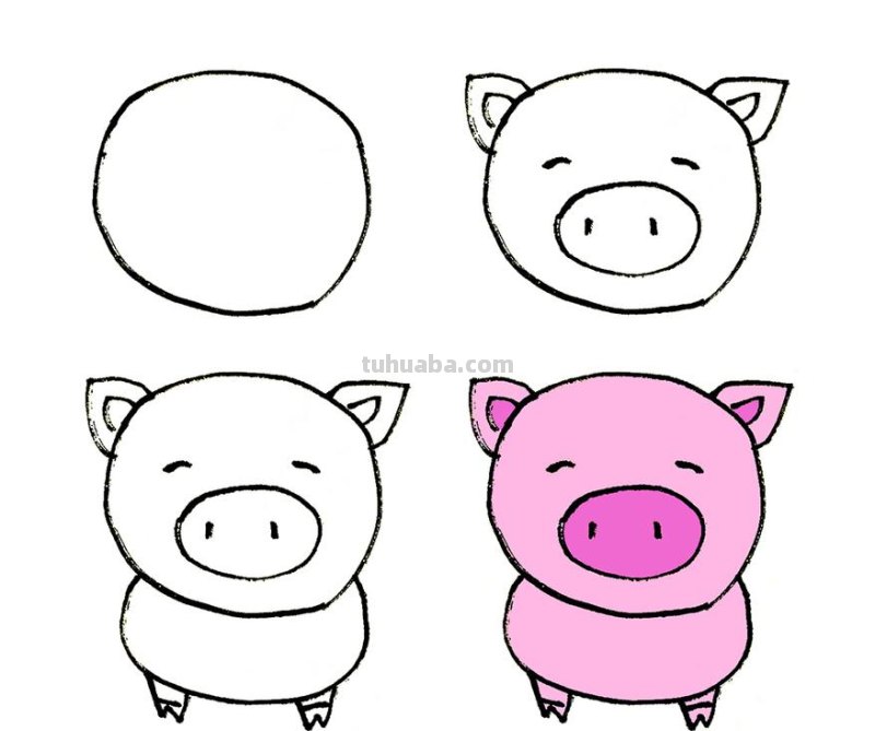 猪简笔画怎么画 幼儿简笔画小猪的画法?