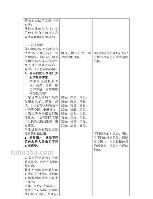 用色彩画心情教案及用色彩画心情教案反思 