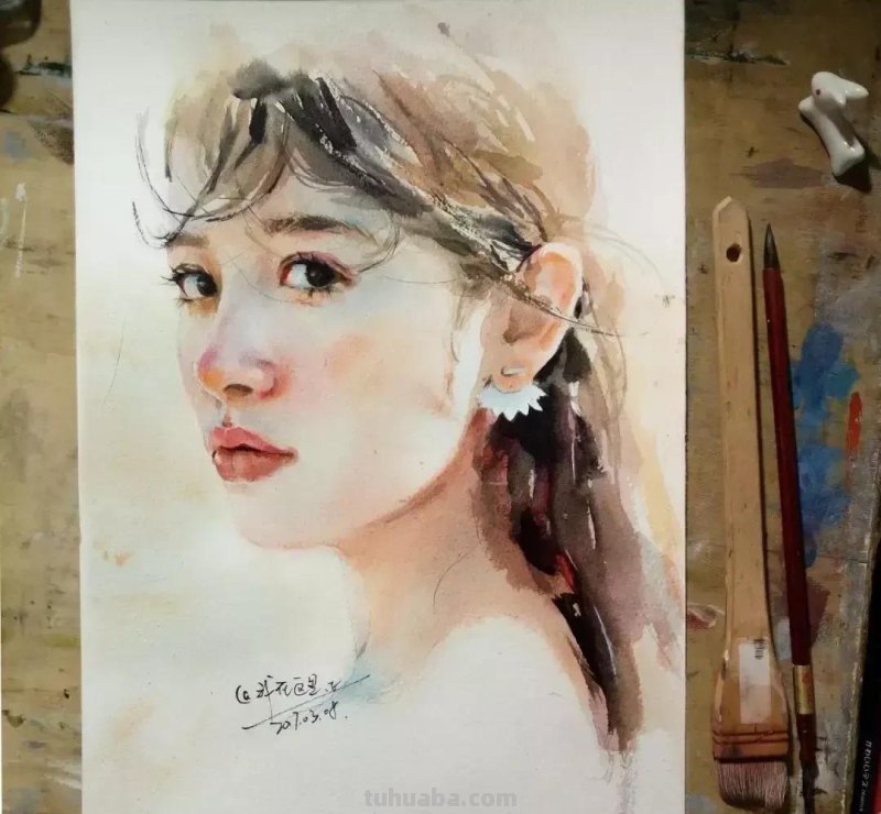 淡雅清透少女水彩手绘 - 柏杨人物绘画集