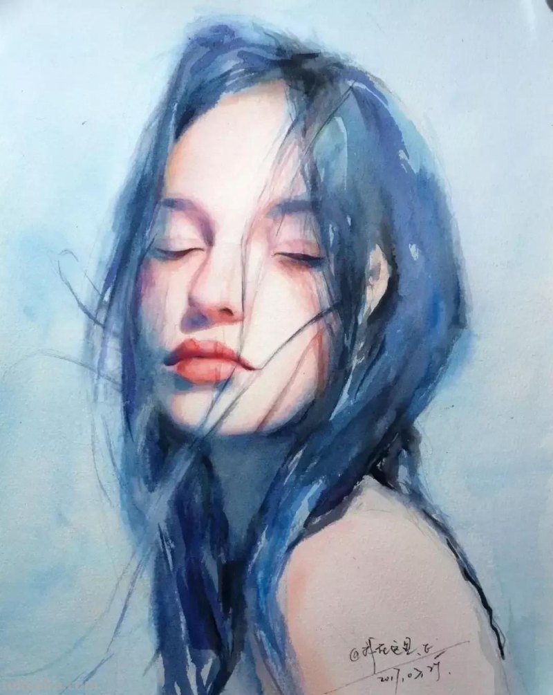 淡雅清透少女水彩手绘 - 柏杨人物绘画集