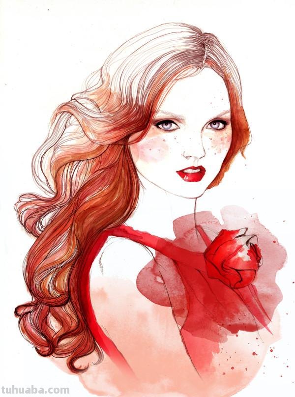 Sarah Bochaton 的时尚水彩人物插画